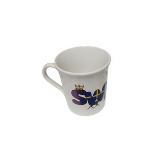 Excellent Condition One Of A Kind White Mug with Sweden Design